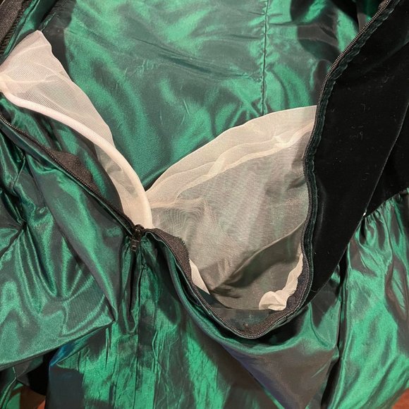 Vintage 80's prom dress Black Green fits like size 8 - Picture 6 of 6